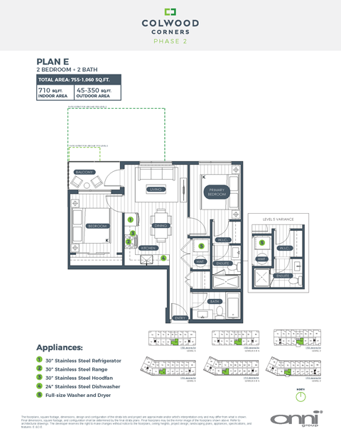 Floor plan for 2 beds, 2 baths, 710 sqft